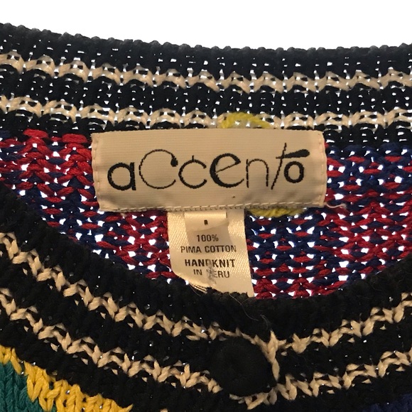 Multi-patterned Colorful Knitted Button Up Sweater - Picture 4 of 4